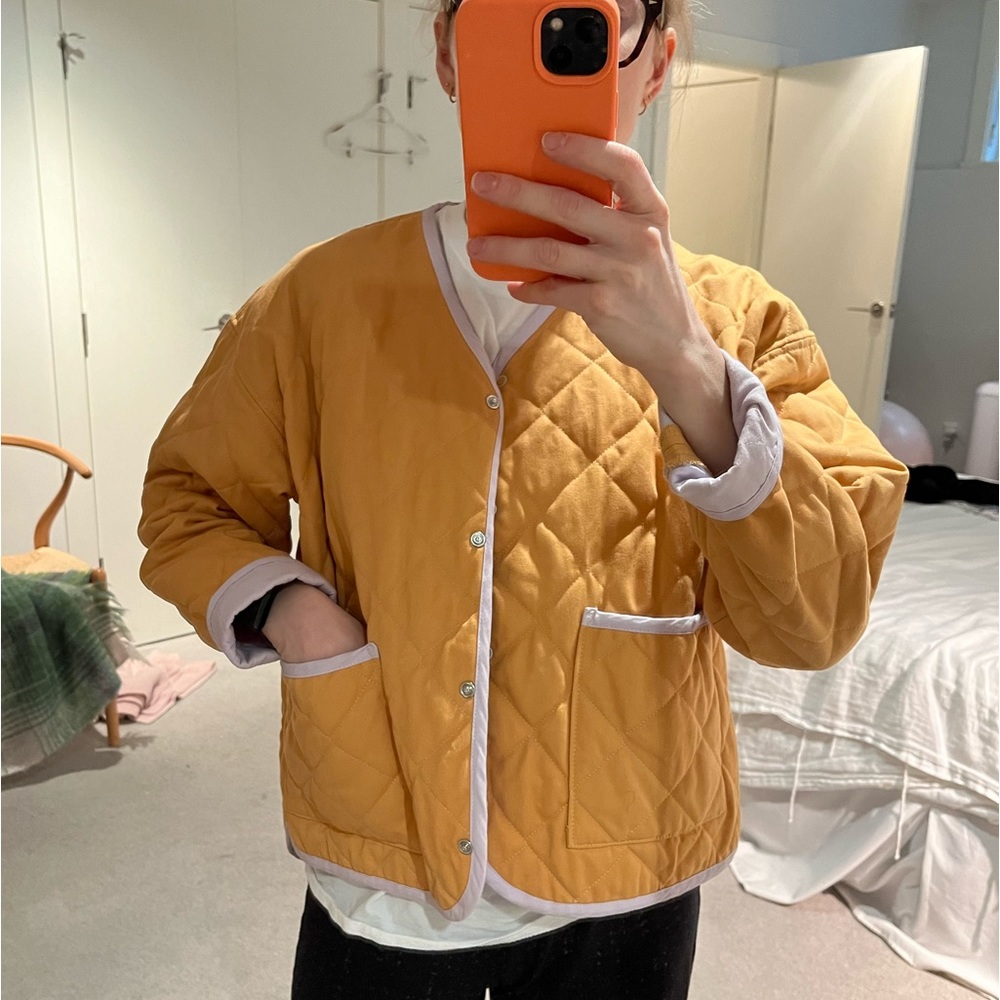 Shelter Quilted Jacket in Gold and Lavendar